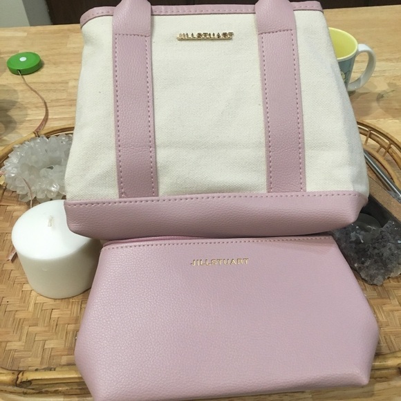 Jill Stuart pink canvas handbag and matching wallet. Pink cream purse - Picture 1 of 7